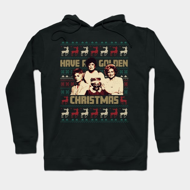 Have A Golden Christmas Ugly Christmas Pattern Hoodie by mia_me